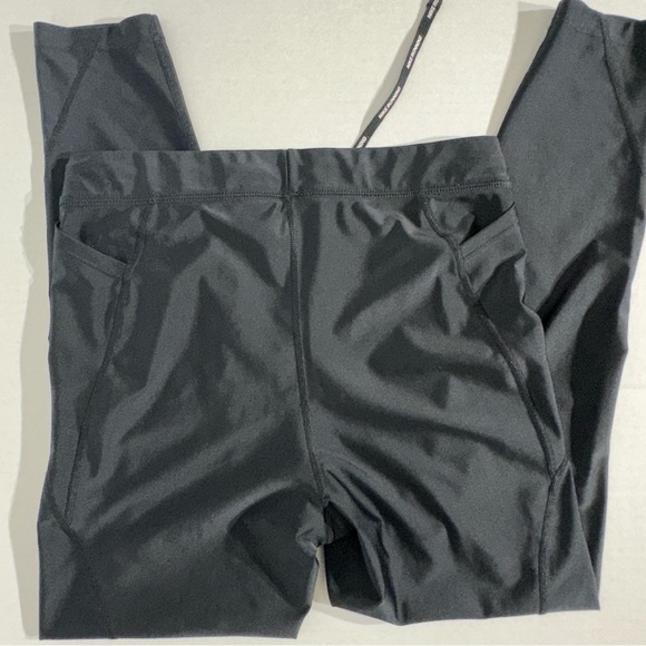 Nike Womens Power Epic Run Crop Leggings Women's Dri-Fit Black Shiny Draw Waist - Picture 7 of 14